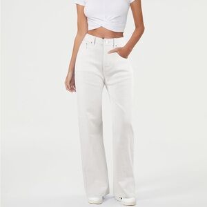 HDLTE Baggy Stretchy Jeans for Women High Waisted Wide Leg White Size S